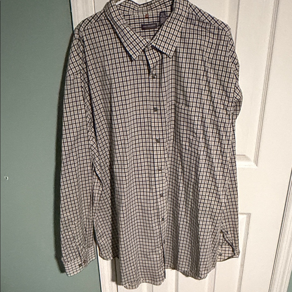 Van Heusen Men's Plaid Shirt - Black and White
